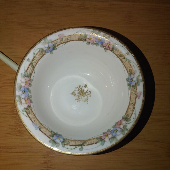 Nippon Beautiful Hand Painted Mayonnaise Sauce Dish With Spoon - Picture 3 of 16